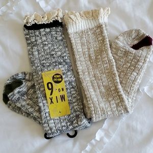 2 Pr. Bundle Mid-Calf Lace Trim Socks